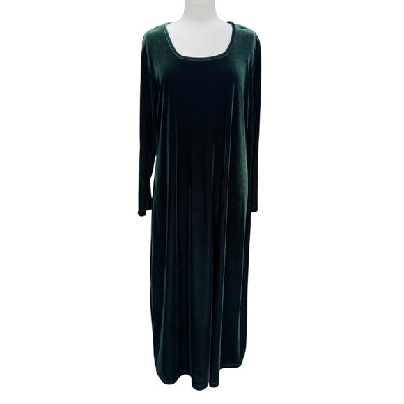 Vintage Velvet Maxi Dress Green Long Sleeve Dark Fairy Grunge Holiday Party-XXL - Picture 6 of 10